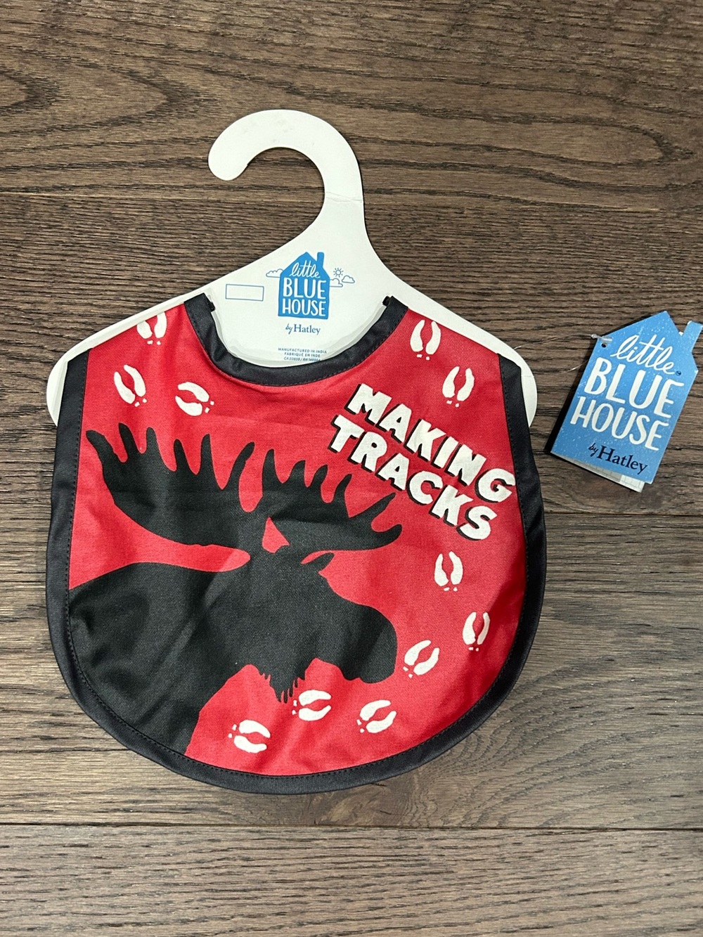 NWT Little Blue House Making Tracks Moose Bib